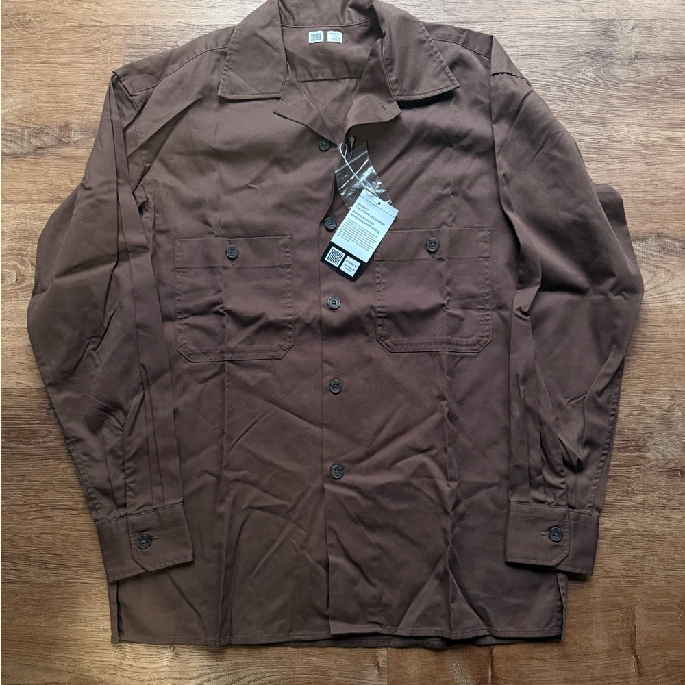 Uniqlo Men's Brown Button-Up Lightweight Shirt Jacket